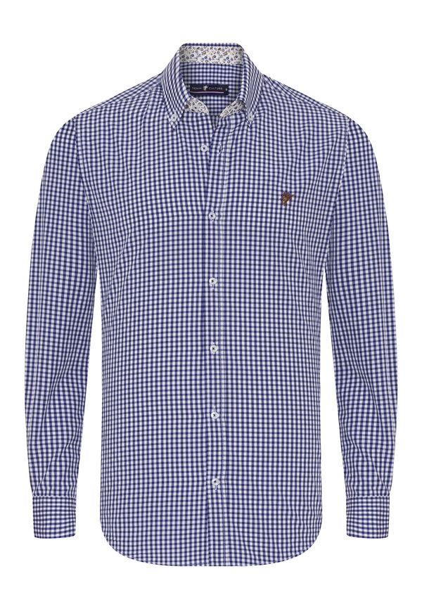 DENIM CULTURE DENIM CULTURE Košulja 'Harvey'  mornarsko plava / smeđa / bijela