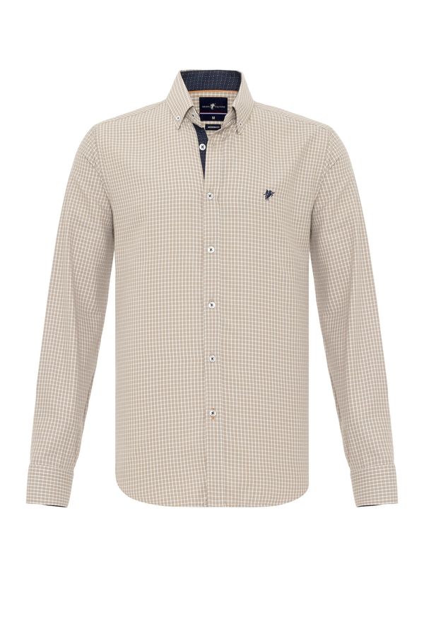 DENIM CULTURE DENIM CULTURE Košulja 'LUIZ'  bež / mornarsko plava / bijela