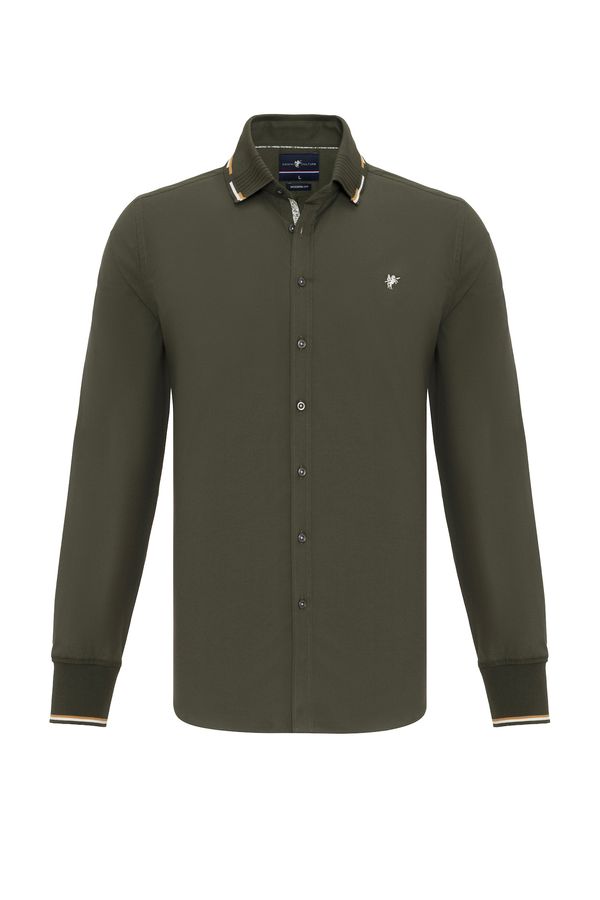 DENIM CULTURE DENIM CULTURE Košulja 'Mauro'  kaki / svijetlonarančasta / bijela