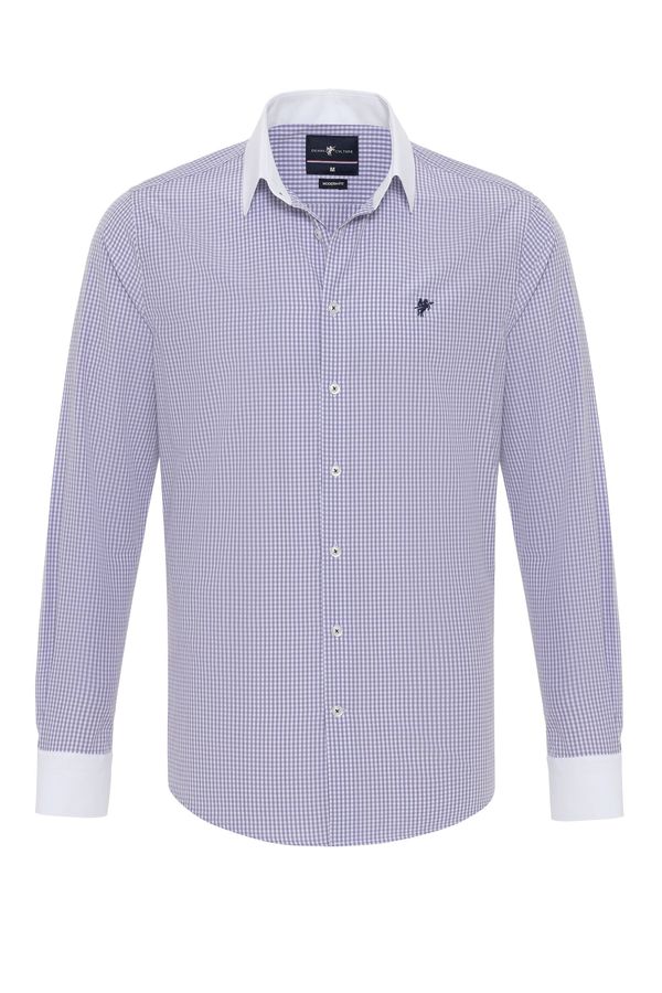 DENIM CULTURE DENIM CULTURE Košulja 'MIKE'  mornarsko plava / ljubičasta / bijela