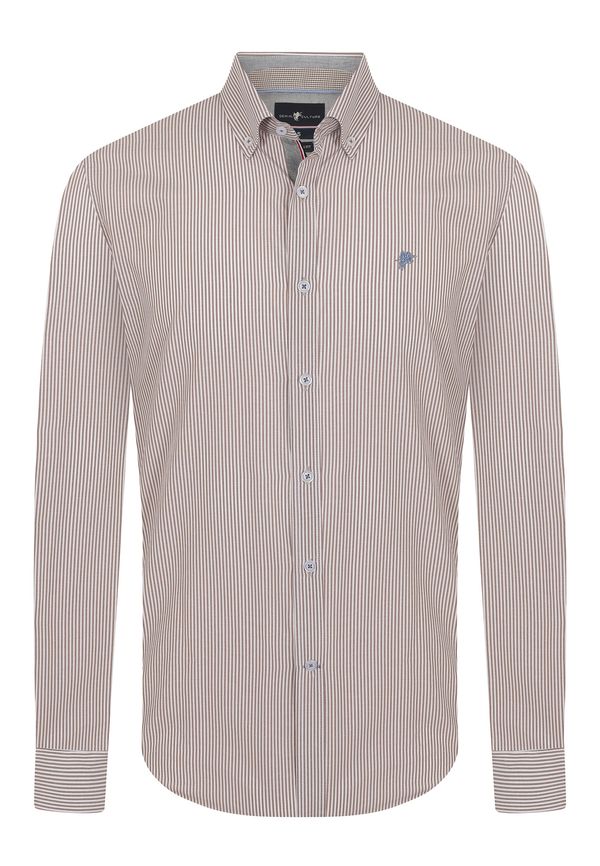 DENIM CULTURE DENIM CULTURE Košulja 'Rex'  svijetloplava / tamno smeđa / bijela