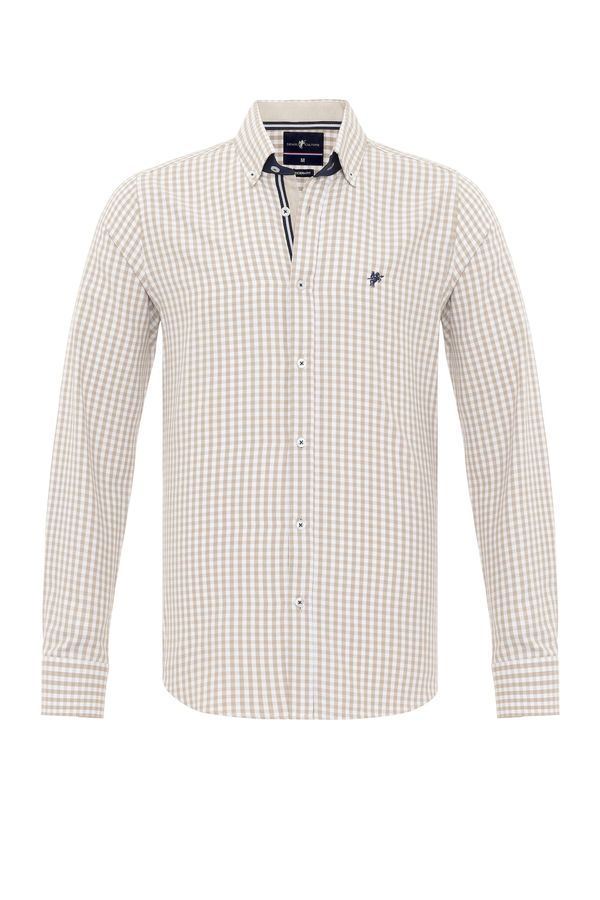 DENIM CULTURE DENIM CULTURE Košulja 'TONEY'  bež / mornarsko plava / bijela