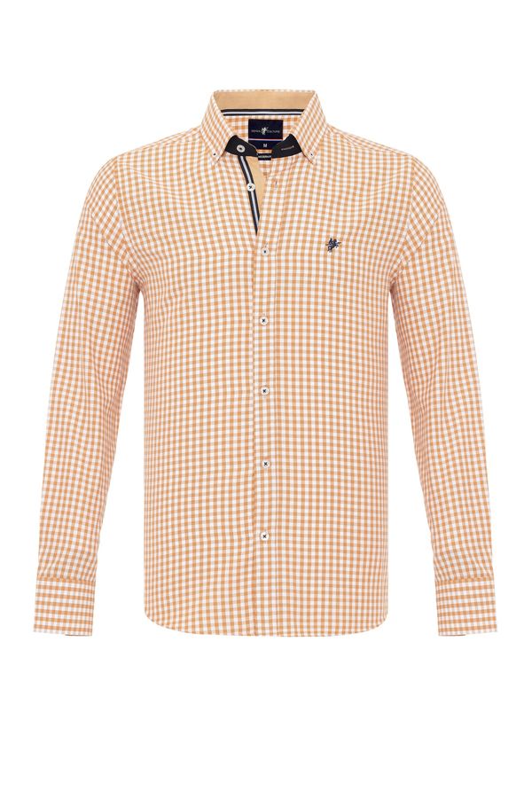 DENIM CULTURE DENIM CULTURE Košulja 'TONEY'  mornarsko plava / narančasta / bijela