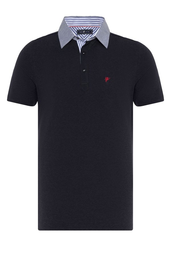 DENIM CULTURE DENIM CULTURE Majica 'Arben'  mornarsko plava / svijetloplava / trešnja crvena