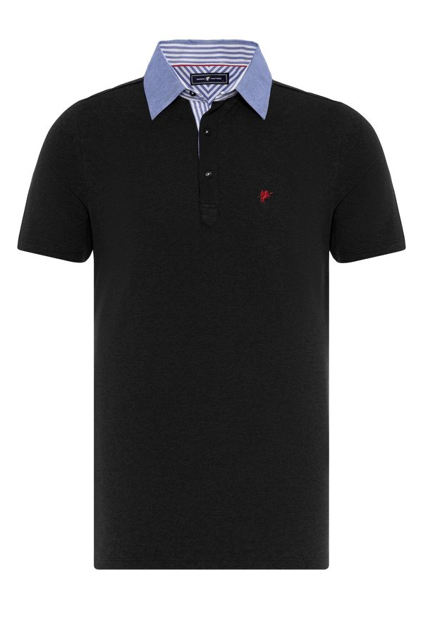 DENIM CULTURE DENIM CULTURE Majica 'Arben'  svijetloplava / vatreno crvena / crna