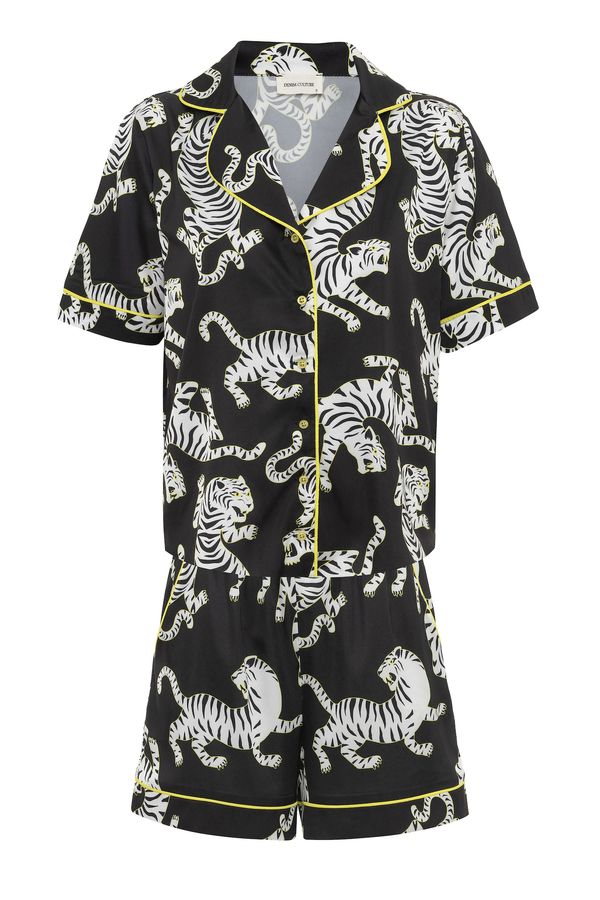 DENIM CULTURE DENIM CULTURE Pidžama  crna / bijela