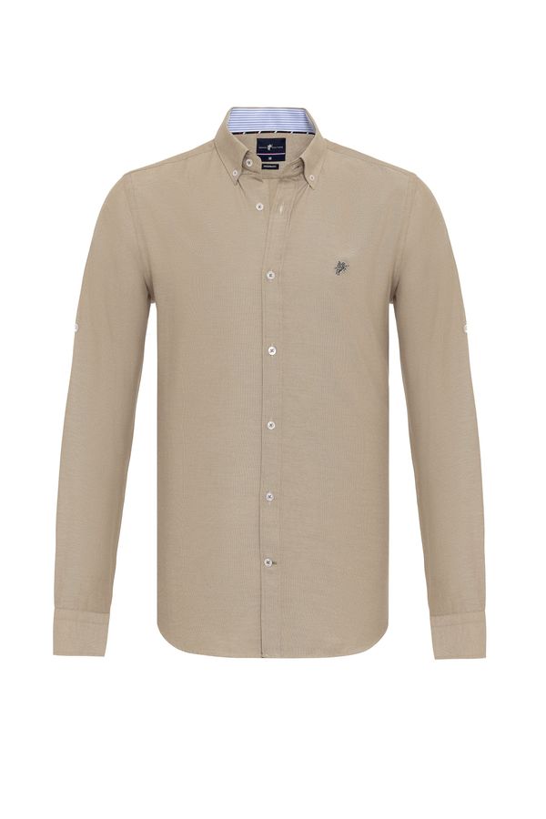 DENIM CULTURE DENIM CULTURE Poslovna košulja 'JONES'  toplo smeđa / tamo siva