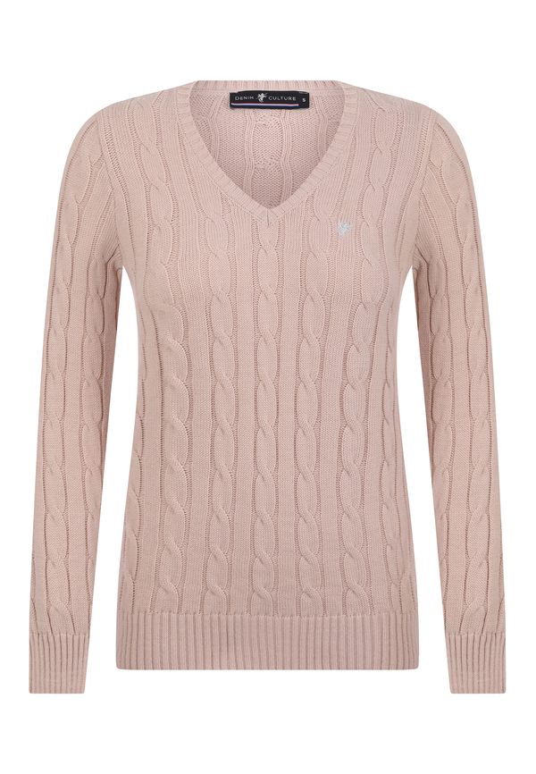 DENIM CULTURE DENIM CULTURE Pulover 'Bloom'  svijetlosiva / puder roza