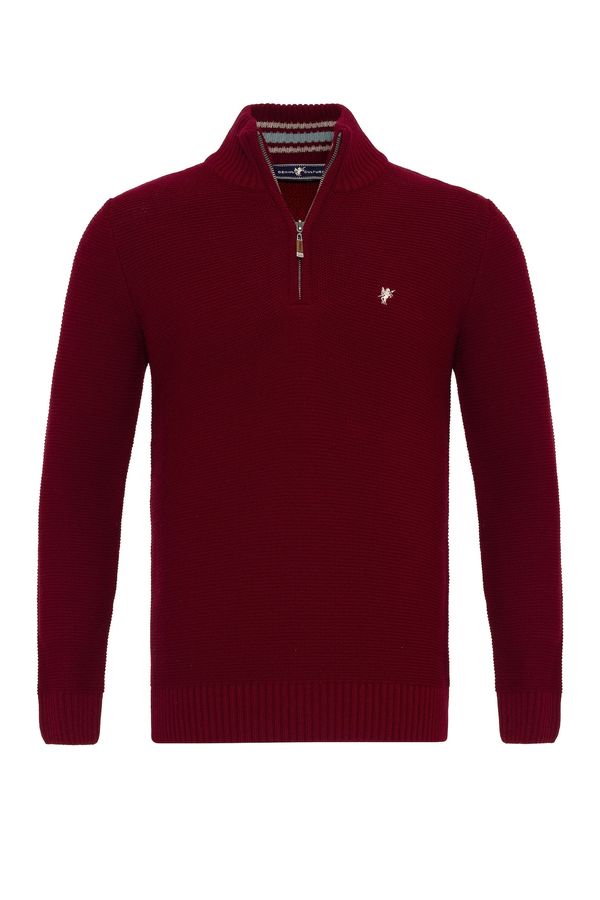 DENIM CULTURE DENIM CULTURE Pulover 'DIOGO'  bordo / bijela