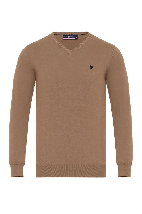 DENIM CULTURE DENIM CULTURE Pulover 'DOMINIK'  sepija / crna