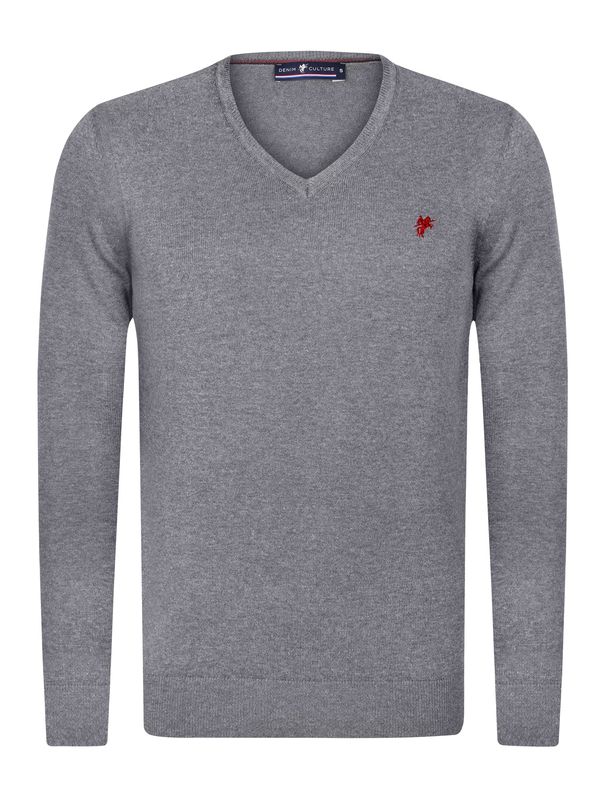 DENIM CULTURE DENIM CULTURE Pulover 'GABRIELLA'  tamo siva / vatreno crvena