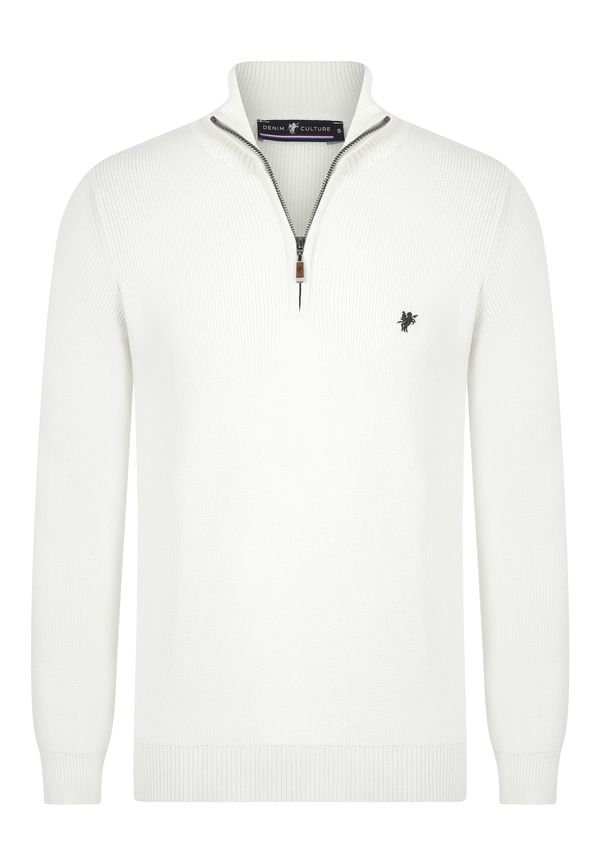 DENIM CULTURE DENIM CULTURE Pulover 'Honour'  ecru/prljavo bijela / tamno zelena