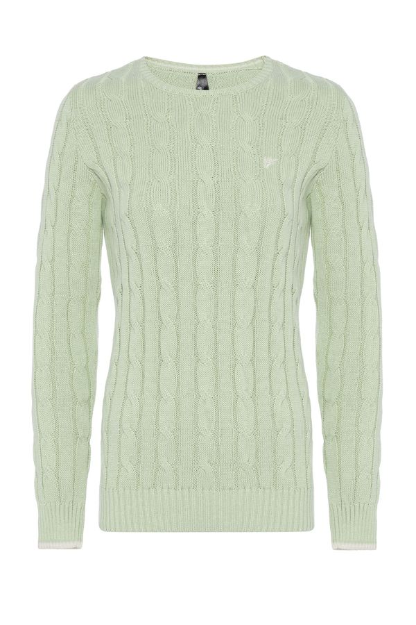 DENIM CULTURE DENIM CULTURE Pulover 'KENDALL'  svijetlozelena / bijela