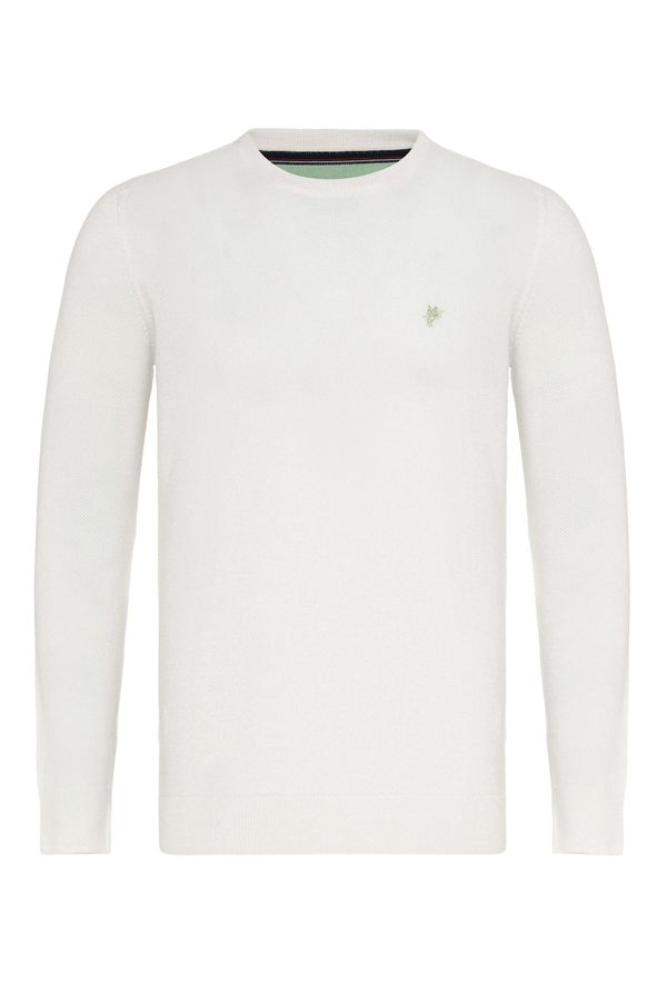 DENIM CULTURE DENIM CULTURE Pulover 'LEVIN'  kameno siva / bijela