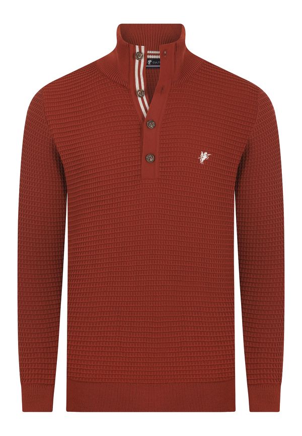 DENIM CULTURE DENIM CULTURE Pulover 'Lindon'  ciglasto crvena / bijela