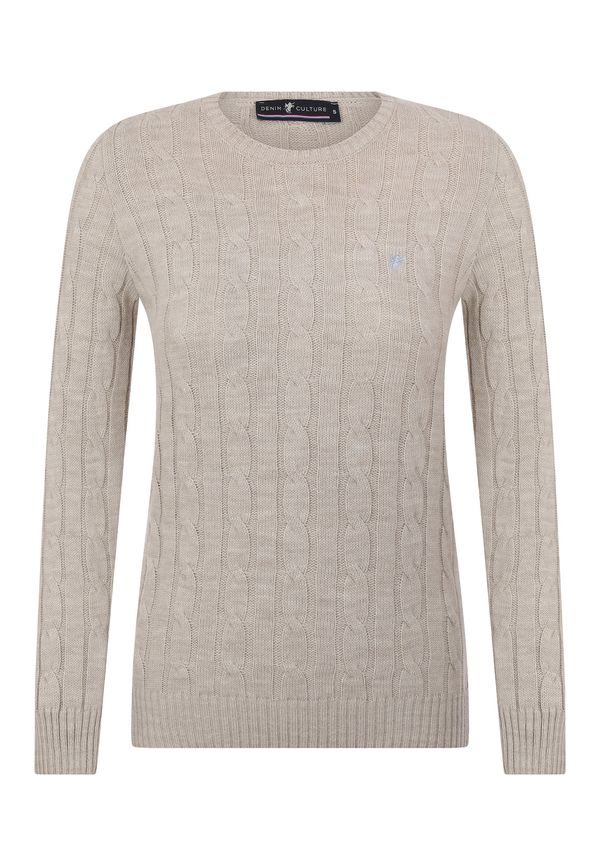 DENIM CULTURE DENIM CULTURE Pulover 'Luisa'  tamno bež / srebrno siva