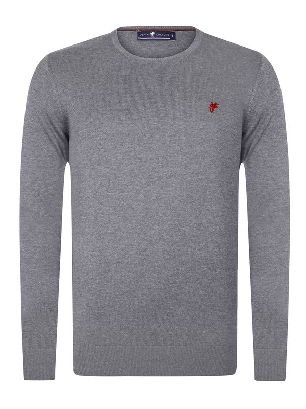 DENIM CULTURE DENIM CULTURE Pulover 'MANNO'  siva melange / crvena