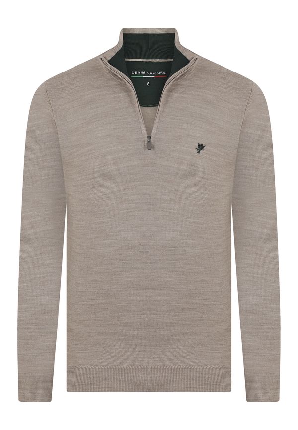 DENIM CULTURE DENIM CULTURE Pulover 'Martino'  bež melange / mornarsko plava