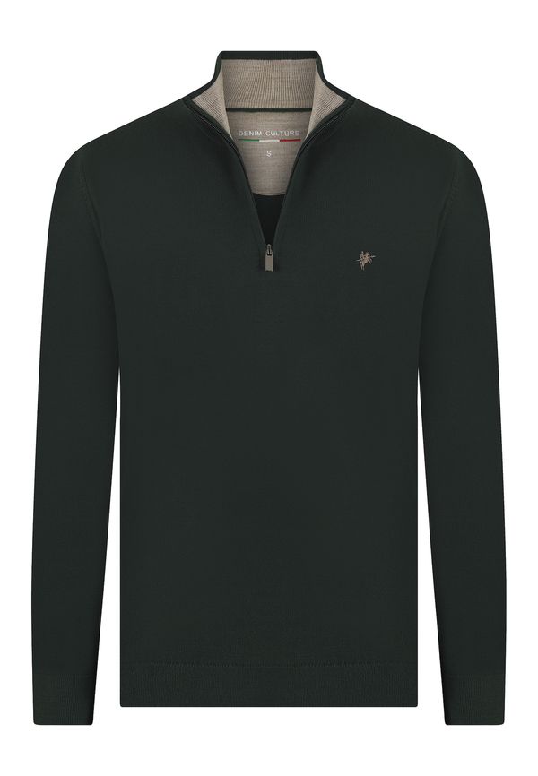 DENIM CULTURE DENIM CULTURE Pulover 'Martino'  taupe siva / kraljevski zelena