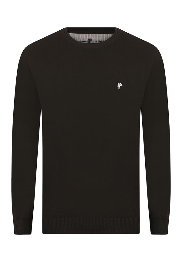 DENIM CULTURE DENIM CULTURE Pulover 'NARCISO'  tamno smeđa / bijela