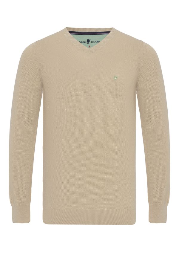 DENIM CULTURE DENIM CULTURE Pulover 'NOVAK'  bež / svijetlozelena