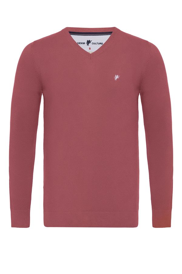 DENIM CULTURE DENIM CULTURE Pulover ' NOVAK '  hrđavo crvena / bijela