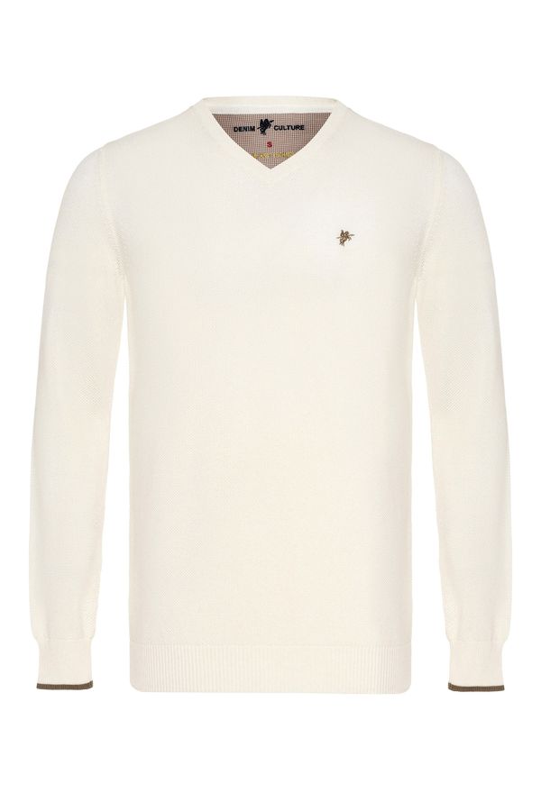 DENIM CULTURE DENIM CULTURE Pulover 'Romario'  ecru/prljavo bijela