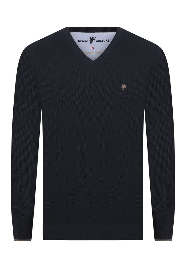 DENIM CULTURE DENIM CULTURE Pulover 'ROMEO'  noćno plava / smeđa