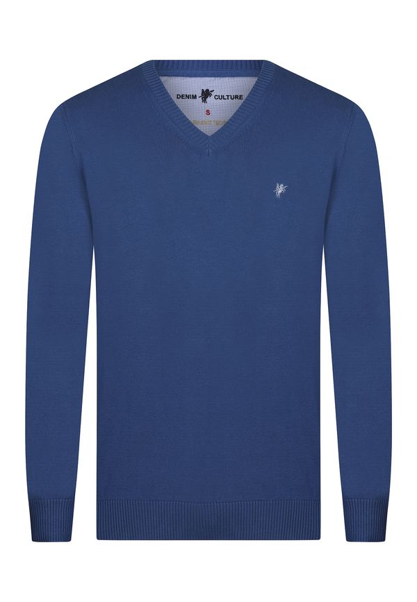 DENIM CULTURE DENIM CULTURE Pulover 'TITO'  kraljevsko plava / bijela
