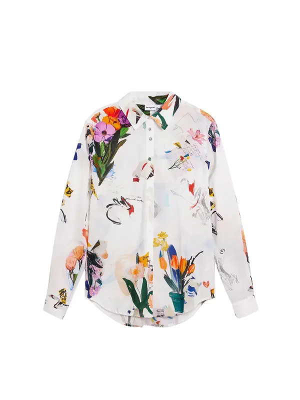 Desigual Desigual Bluza  orhideja bijela / narančasta / crna / bijela