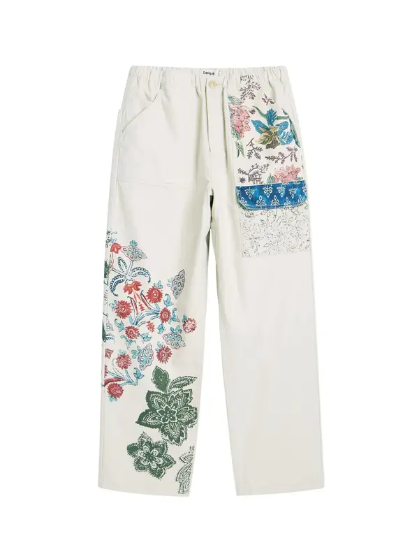 Desigual Desigual Cargo hlače  plava / zelena / crvena / bijela