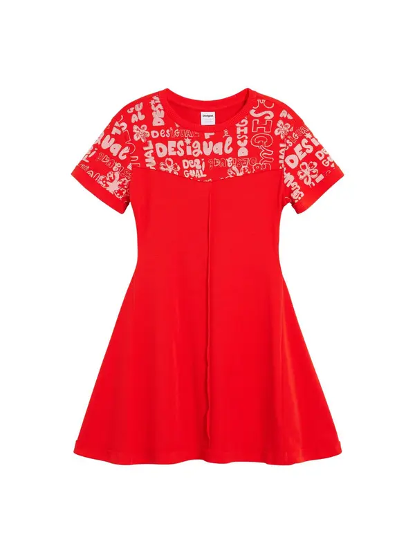 Desigual Desigual Haljina  neonsko crvena / bijela