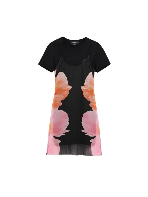 Desigual Desigual Haljina  svijetlonarančasta / svijetloroza / crna