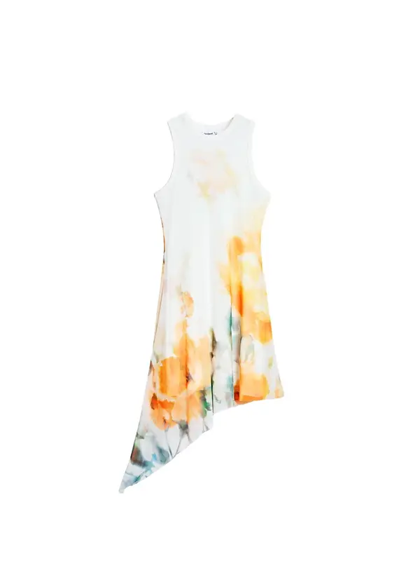 Desigual Desigual Haljina  tamno zelena / narančasta / bijela