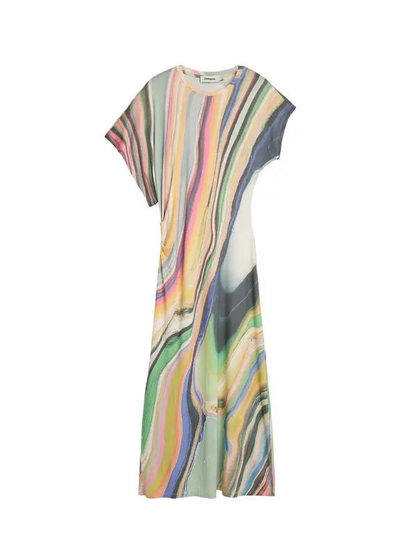 Desigual Desigual Haljina  tamo žuta / limeta / svijetlozelena / roza