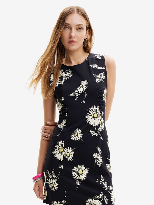 Desigual Desigual Haljina  žuta / crna / bijela