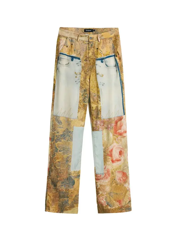 Desigual Desigual Hlače  nebesko plava / žuta / roza
