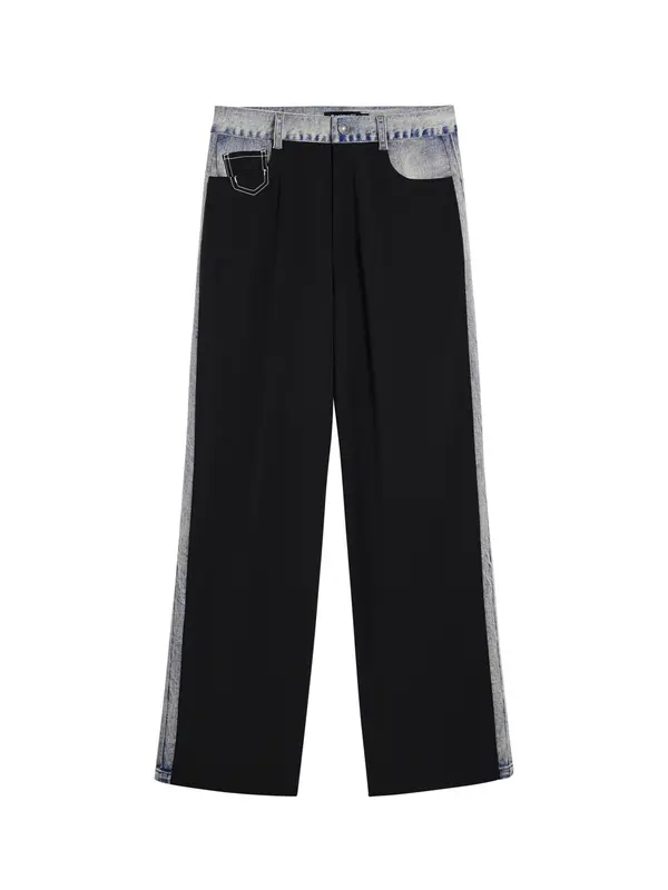 Desigual Desigual Hlače s naborima  plavi traper / crna
