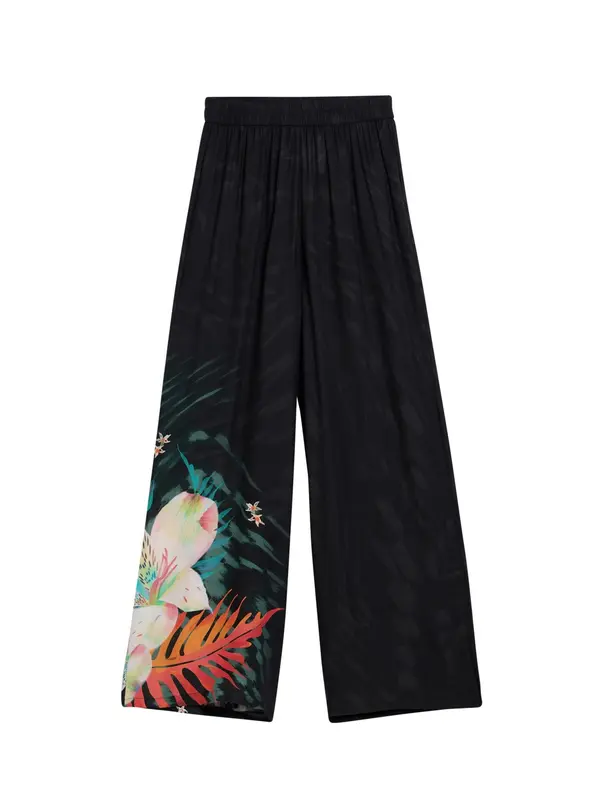 Desigual Desigual Hlače 'Tropical Fluid'  crna