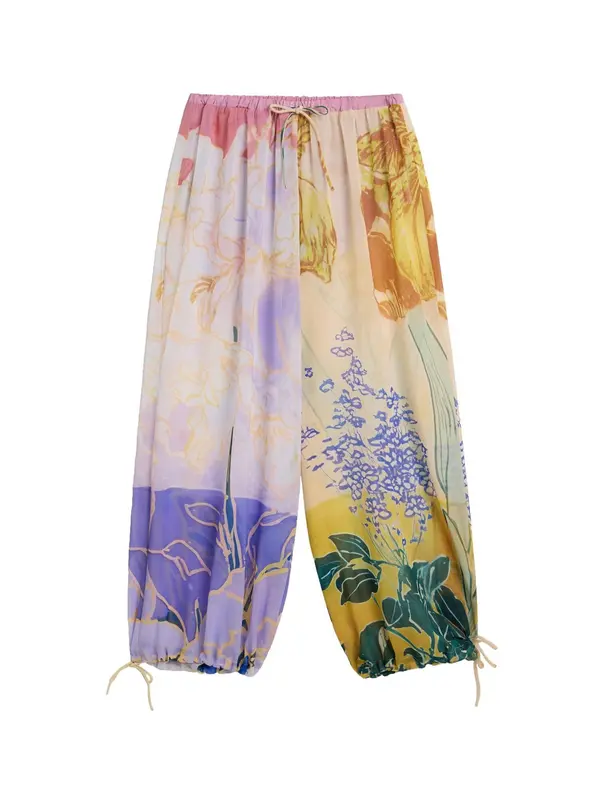 Desigual Desigual Hlače  žuta / zelena / ljubičasta