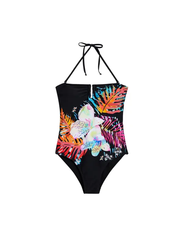 Desigual Desigual Jednodijelni kupaći kostim 'Tropical'  kraljevsko plava / narančasta / roza / crna