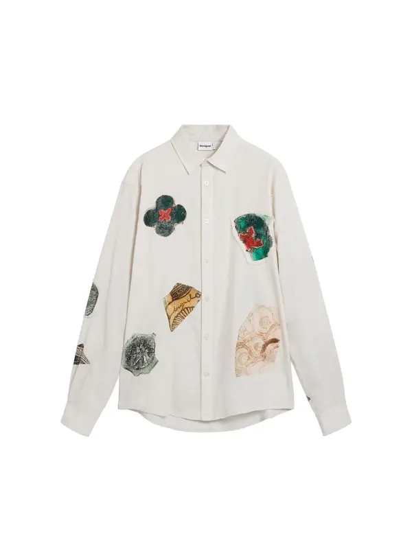 Desigual Desigual Košulja  boja devine dlake (camel) / žad / hrđavo crvena / bijela