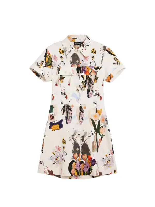 Desigual Desigual Košulja haljina  bež / žuta / tamno zelena / bijela