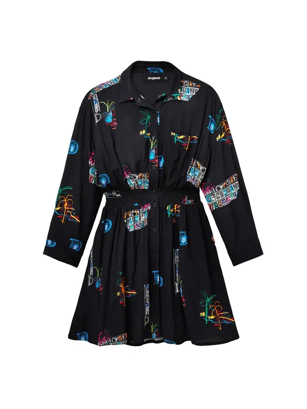 Desigual Desigual Košulja haljina 'DRESDE'  nebesko plava / zelena / narančasta / crna