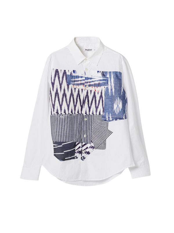 Desigual Desigual Košulja 'Ikat'  plava / krvavo crvena / bijela