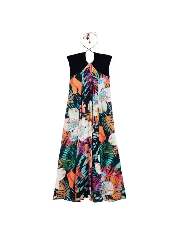 Desigual Desigual Ljetna haljina 'Tropical'  tirkiz / zelena / tamno narančasta / crna