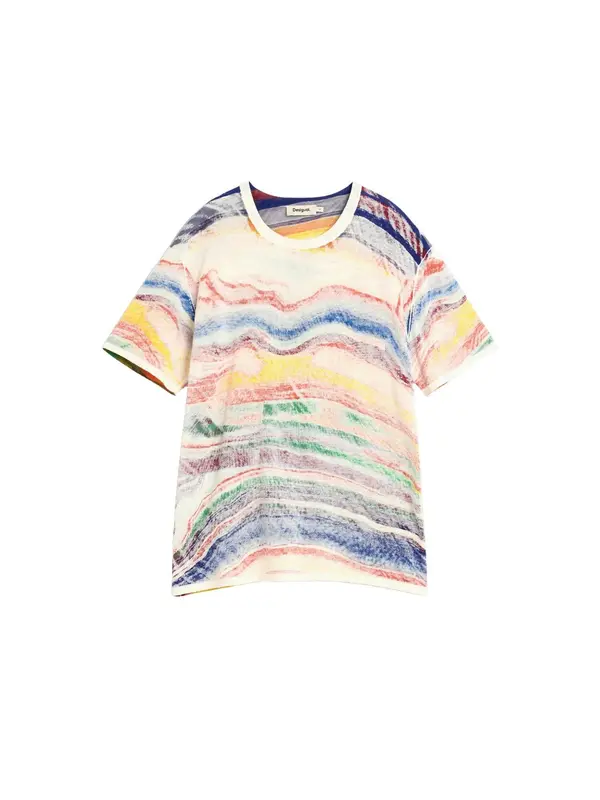 Desigual Desigual Majica  boja pijeska / svijetloplava / žuta