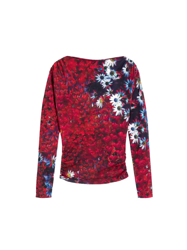 Desigual Desigual Majica 'Daisy'  tamno plava / crvena / burgund / vuneno bijela
