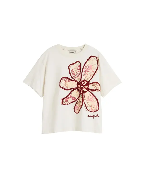 Desigual Desigual Majica 'Floral'  crvena / bijela
