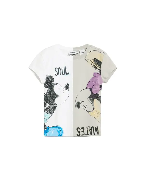 Desigual Desigual Majica 'Mickey and Minnie Mouse™ kiss'  kameno siva / crna / bijela